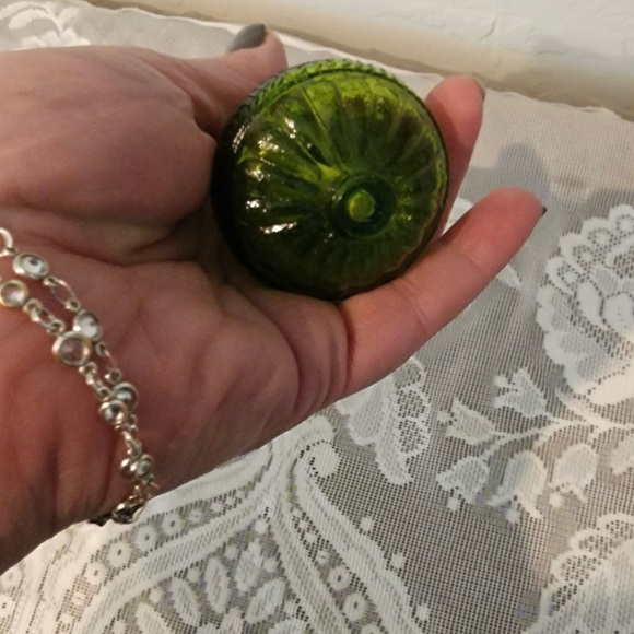 Vintage Green Glass Oil Lamp - Picture 3 of 3